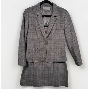 Vintage 70s Pendleton Skirt Suit Women 8 Grey Plaid Wool Blazer Midi‎ Skirt Set